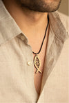 Pendentif chrétien en bois massif de hêtre avec le symbole Poisson